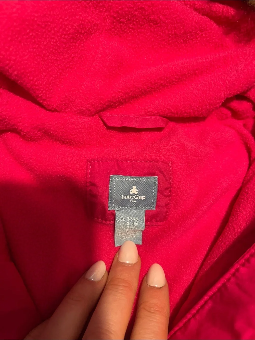 Baby Gap Hooded Winter Coat in Pink with Faux-Fur Trim